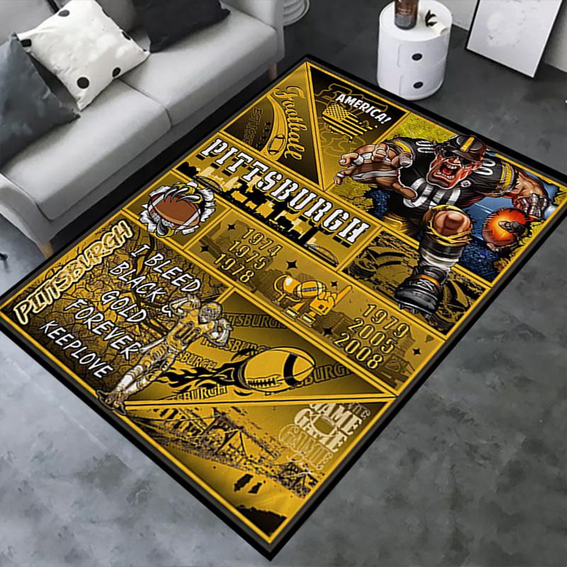 Office Carpet Pittsburgh Steelers Inspired Football Fan Gift Sofa Rug, Chair Mat for Protect