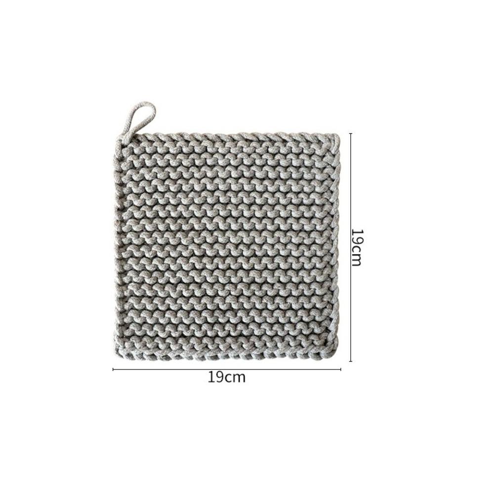 Вязаная хлопковая теплоизоляционная подставка под горячее, многоразовая, противоскользящая, нескользящая, для украшения стола, из шерстяного материала, вязаная вручную