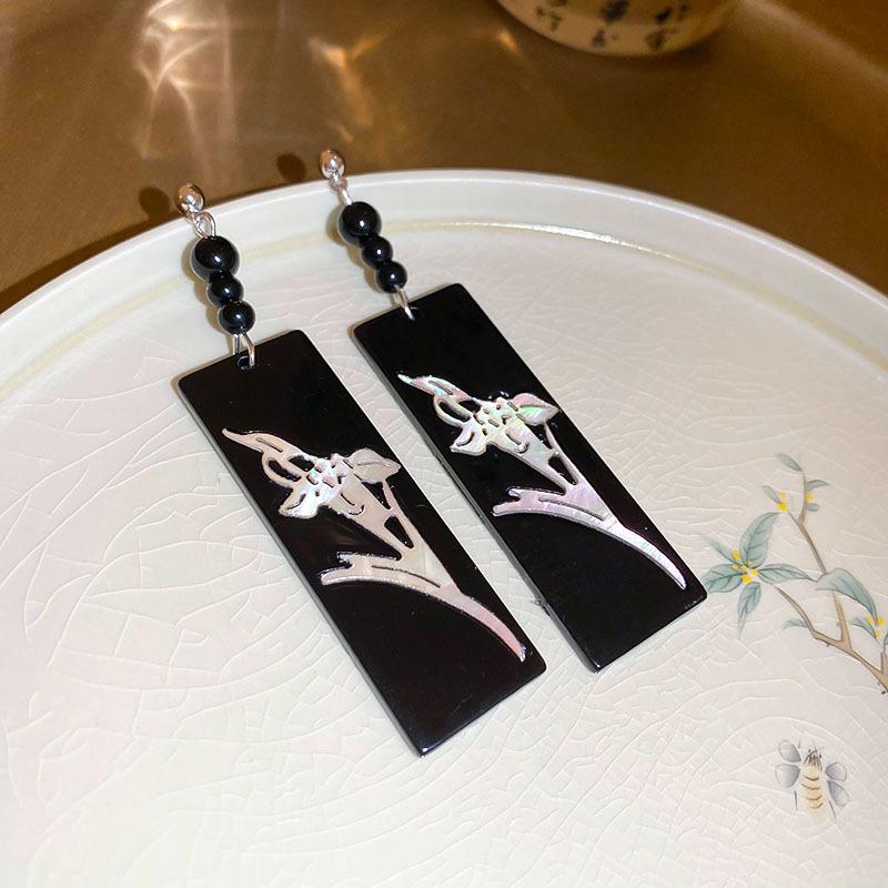 Гуофэн Серьги-кисточки с цирконом 'Серебряная игла', Ретро Легкая роскошь Высококлассные серьги-гвоздики Нишевые Универсальные серьги