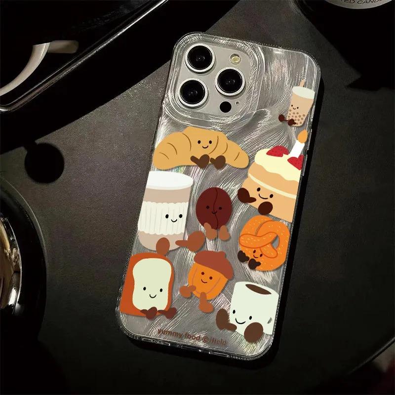 Чехол для телефона для iPhone 17 Pro Max Air 16 15 14 13 Pro Max 12 11 XS XR X Plus Модный Мультяшный Жесткий Чехол Вкусный Десерт Хлеб