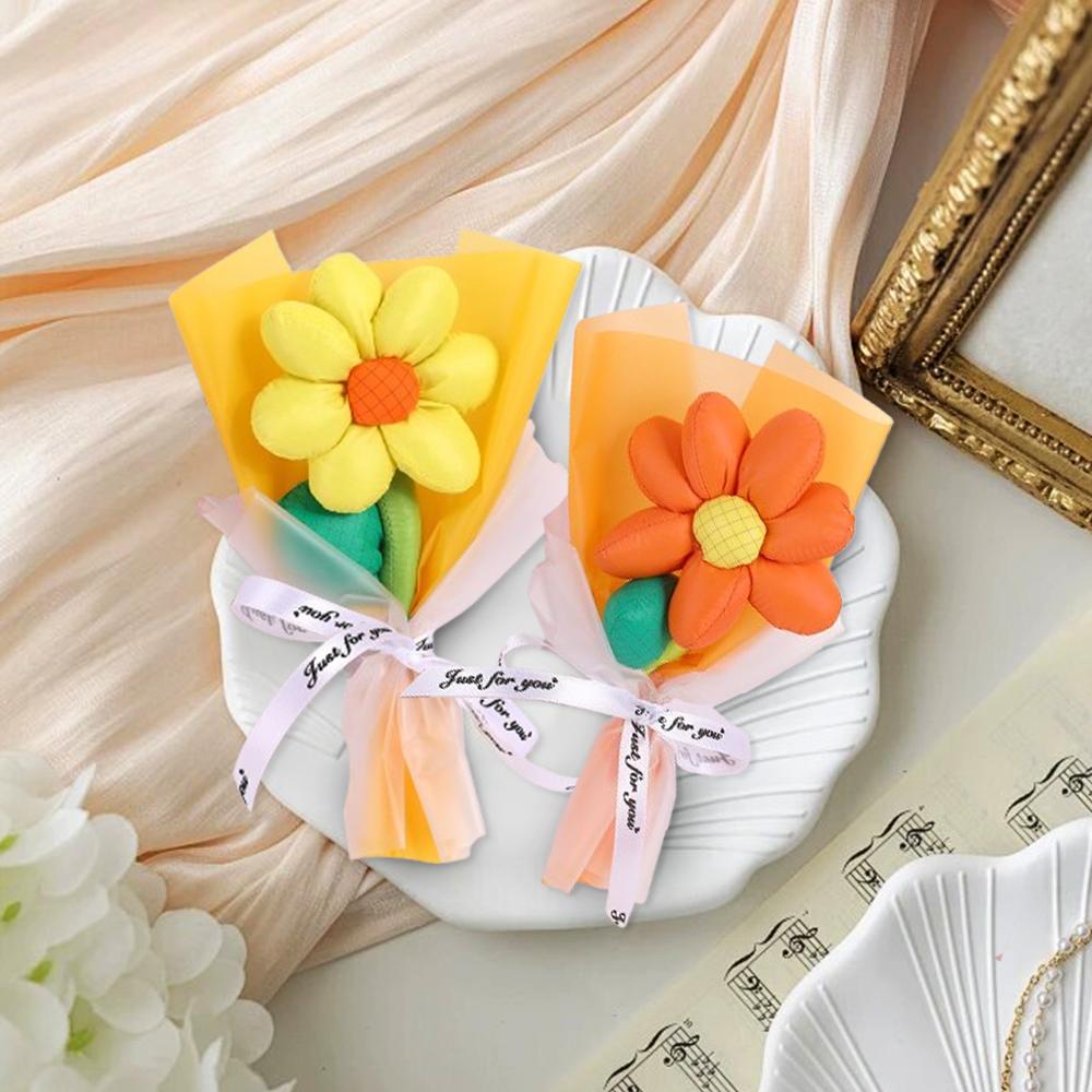 1 комплект из мультяшных цветов из ткани с семью лепестками, букет подсолнухов, праздничные подарки, один букет, подарки на день рождения, 5 цветов