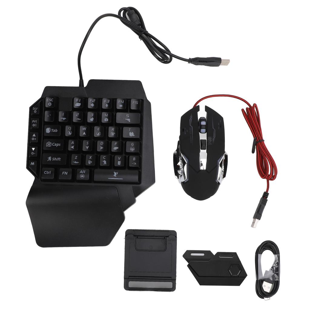 RGB Игровая клавиатура и мышь для одной руки, Комбо, Конвертер клавиатуры и мыши, Регулируемая подставка для телефона, Комбо 4 в 1 для мобильных игр