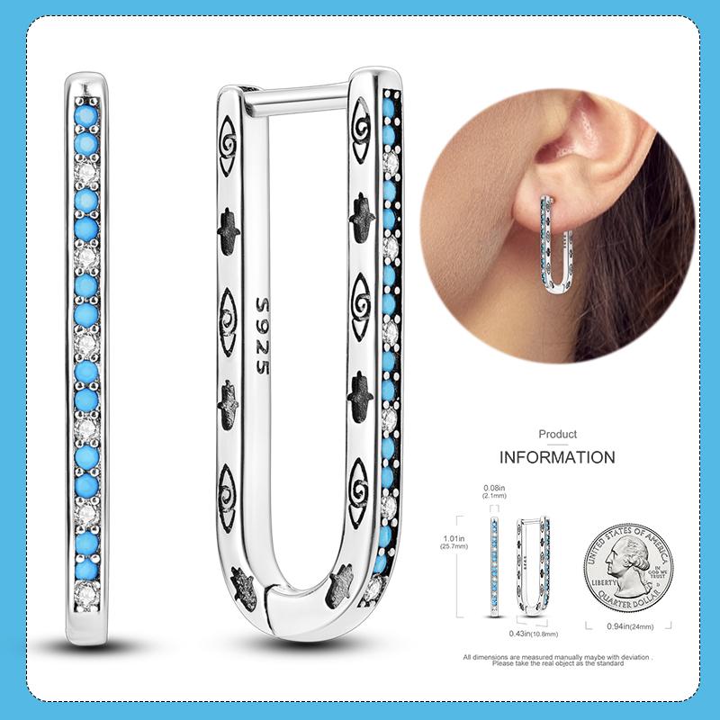 New S925 Silver Double Hoop Earrings Sparkling Pave Stud Earring Gift For Women Engagement Jewelry Anniversary