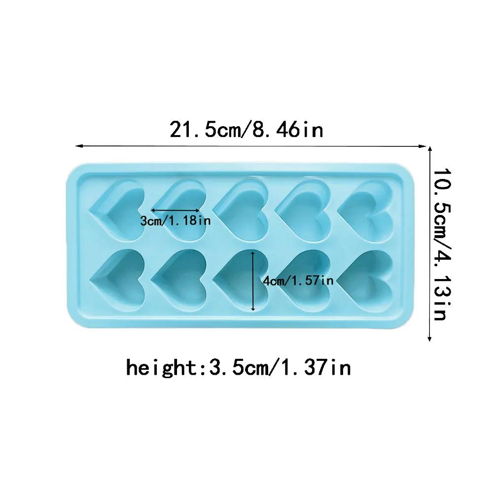 10 отверстий Сердце Шоколад Силиконовые формы Красочные Любовь Форма Желе Печенье Противень Легко Извлекать Ароматические Свечи Свадебный Декор