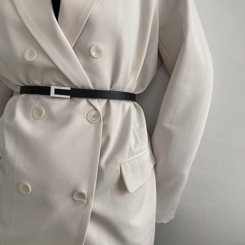 Женский тонкий черный ремень для джинсов в стиле ретро - универсальный модный аксессуар