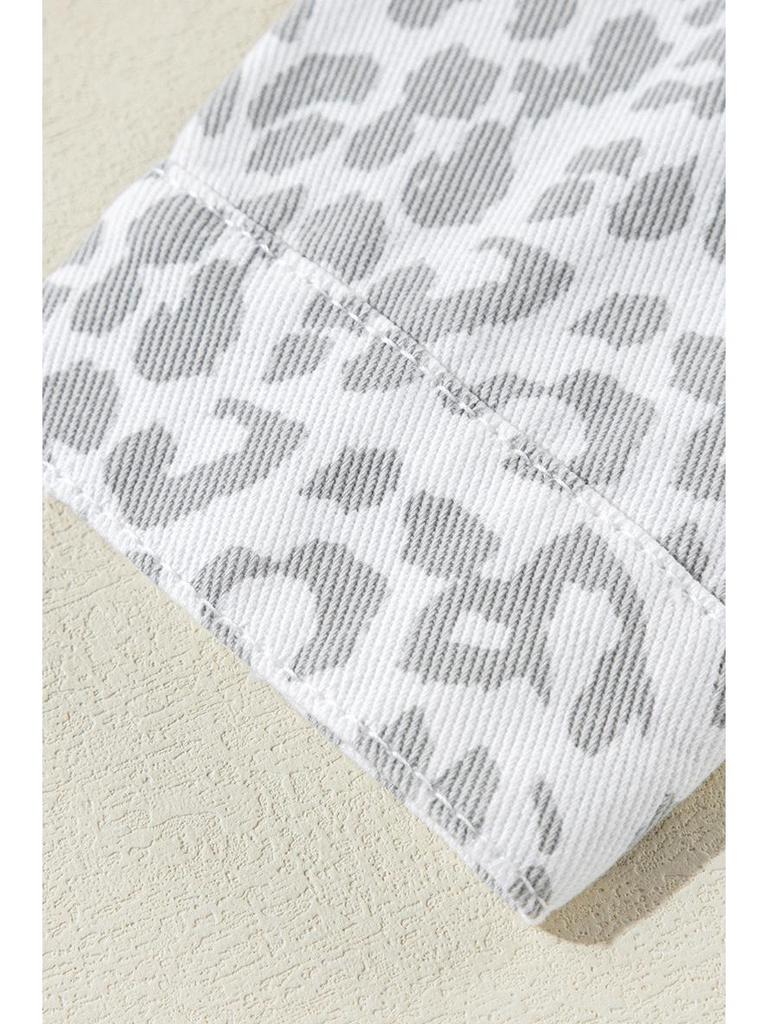 Женская джинсовая куртка Shi Ying 2025 с леопардовым принтом и отложным воротником - Модная европейская и американская зимняя верхняя одежда.