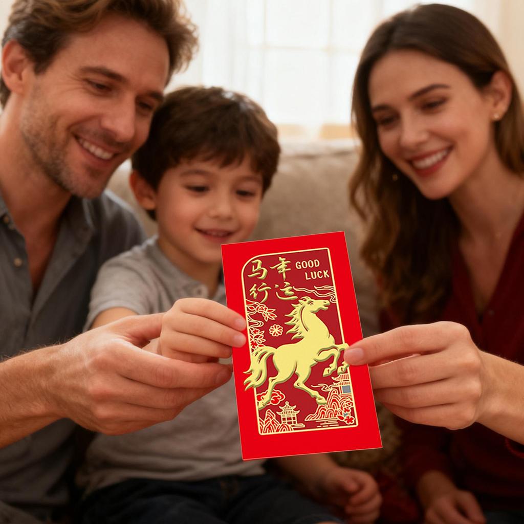 2026 Новогодний конверт для денег с лошадью 6 шт./набор Универсальный конверт для удачи Год Лошади Праздник Весны Карман для денег