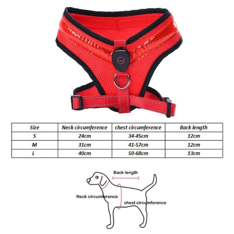 1pc Pet Dog Supplies Luminous Pet LED Harness Rechargeable Waterproof Dog Traction Harness Breathable Dog Vest Walking The Dog