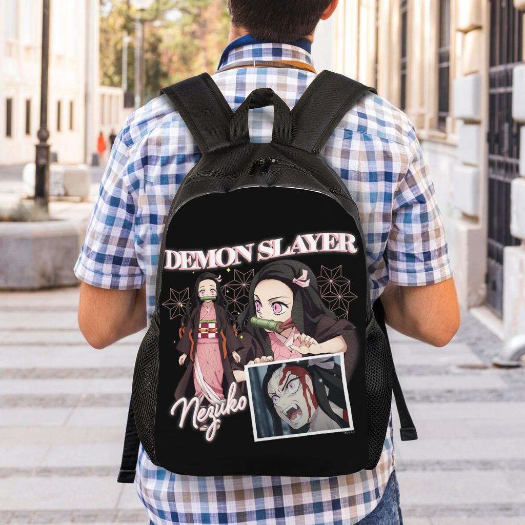Рюкзаки Клинок, рассекающий демонов Kimetsu no Yaiba Незуко Пробужденный демон Daypack mochila Для офиса Ретро Моющийся Rucksack