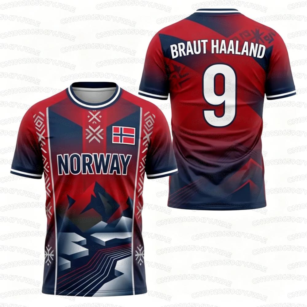 2026 Norway Flag Print Men's Women's NO.9 Short Sleeve T-shirt Print Tees Outdoor Kid Soccer Jersey Sport Tops