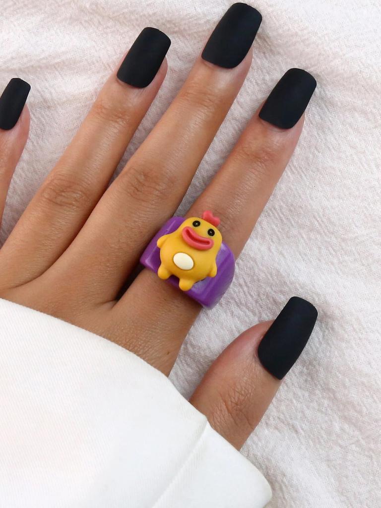 Кольцо с фруктами из мультфильма, женское модное корейское кольцо с милыми животными из смолы, набор акриловых колец, подарок на Рождество, день рождения, ювелирные изделия для девочек