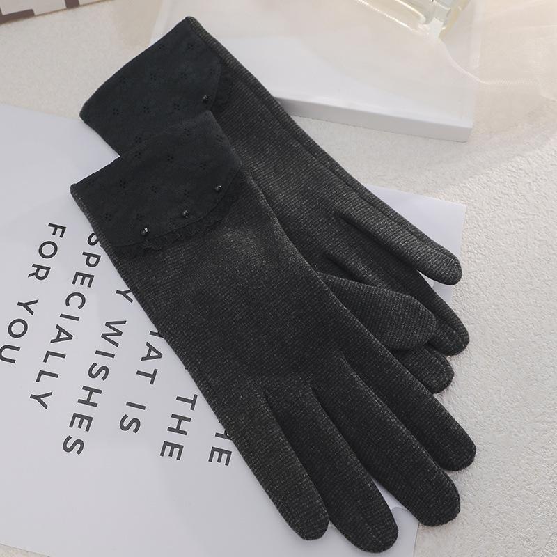 Теплые женские перчатки с узором «тысяча птиц», элегантные, для улицы, для верховой езды, холодо- и ветрозащитные, однослойные кружевные перчатки для весны и осени