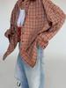 Women’s Plaid Button Down Shirt, Oversized Long Sleeve Checkered Blouse, Casual Relaxed Fit Fall Top