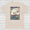 Ukiyo-e Art T-Shirt: Hiroshige Maples at Mama Woodblock Print