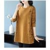 Autumn Winter Mom's New Loose Knitted Sweater Round Neck Mid-length Sweater Dress Fashion Bottoming Top