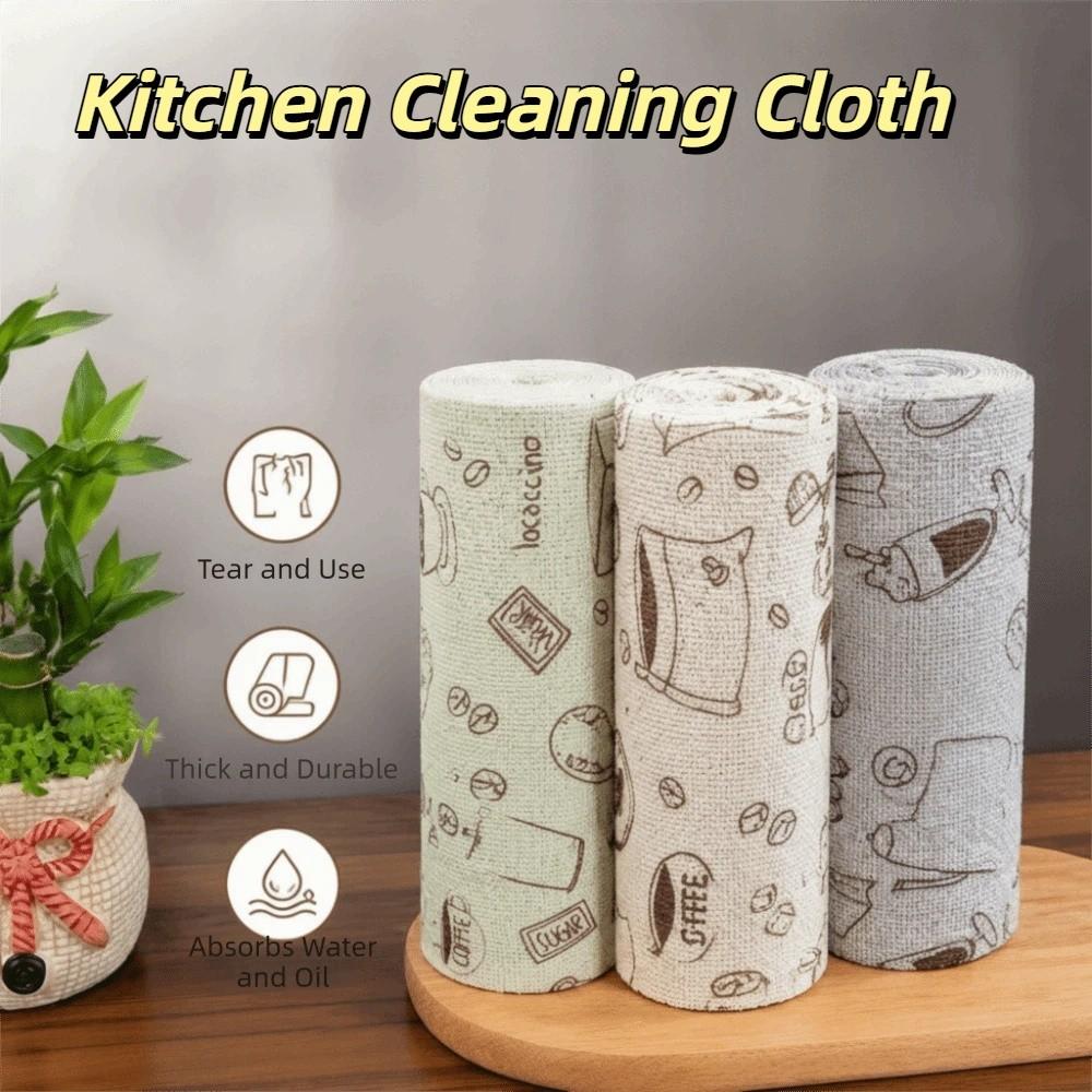 20pcs/roll Reusable Microfiber Cleaning Wipes High Absorbency Cleaning Rag Kitchen Cleaning