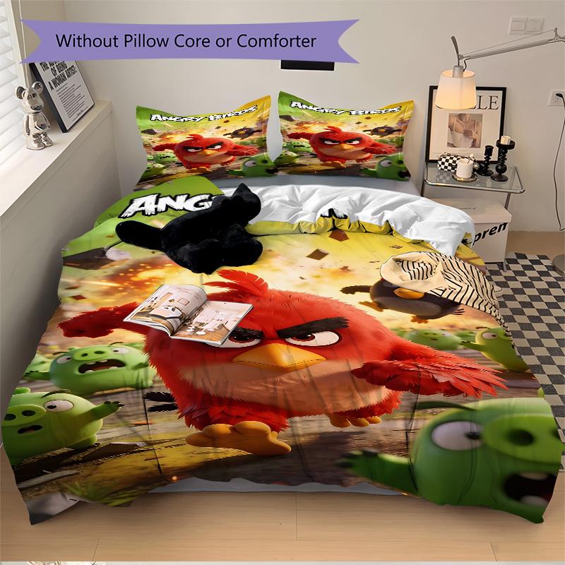 Angry Birds Explosive Action Print 3Pcs Bedding Setduvet Cover With 2 Bedropillowcase Home Birthday Gift