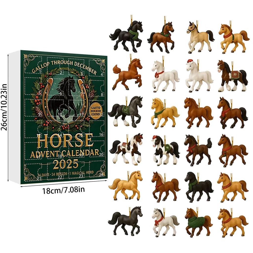 Christmas Pug Cat Horse Corgi Series Acrylic Advent Calendar With 24 Animal Figurines For Festive Decor