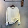 C S In The Room Women Eibe laCe Ribbon poInt Color bloCk brooCh Long Sleeve Knit