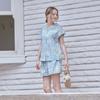 Sunday Lounge Women Blue Check Cap Sleeve Pajama Set Swleast0079 Bs