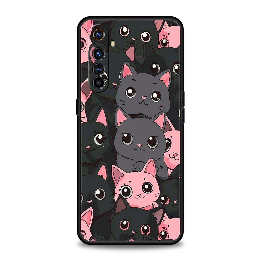 Милый Чехол для Телефона с Кошкой Для Realme 12 11 10 9 8 5G 7 6 GT5 GT3 GT2 Pro Plus C21 C11 C25 C35 Для Realme GT Neo 2 3 3T Мягкий 5 Чехол