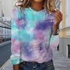 Tops For Women Gradient Starry Sky Print Round Neck Long Sleeve T-shirt Fall Casual Slim Pullover Women's Long Sleeve Top