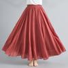 Dimanaf Plus Size Women Linen Skirts Female Elastic Basic Fashion Japanese Dress