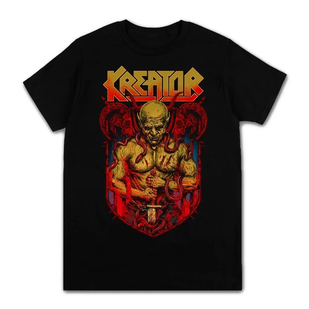 Мужские футболки с коротким рукавом 100% хлопок Kreator Рок Хэви-метал Группа Принт Взрослые Унисекс Трэш-метал Футболки Размер S4XL Новые Женские