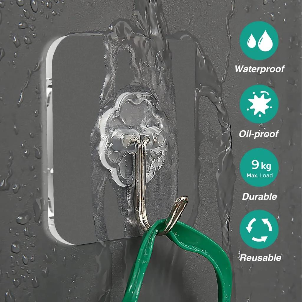 10 шт. Прозрачные настенные крючки, сверхпрочные самоклеящиеся вешалки для кухни, ванной комнаты, двери, настенная полка для хранения