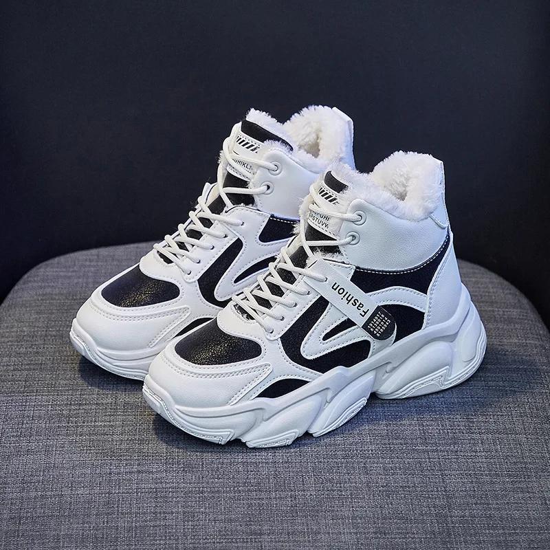 Новые повседневные зимние ботинки на платформе, зимние женские теплые кроссовки, женские ботильоны из плюша и хлопка, женские нескользящие ботинки Zapatillas Mujer