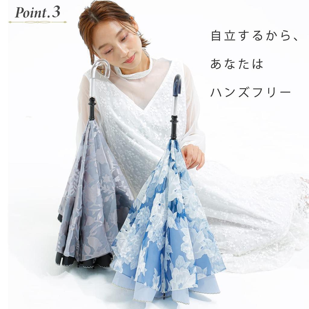 SaKASA Нарядный перевернутый зонт из ткани для солнечной и дождливой погоды, длинный, перевернутого сложения, защищает от УФ-лучей, суперводонепроницаемый, идеален как милый