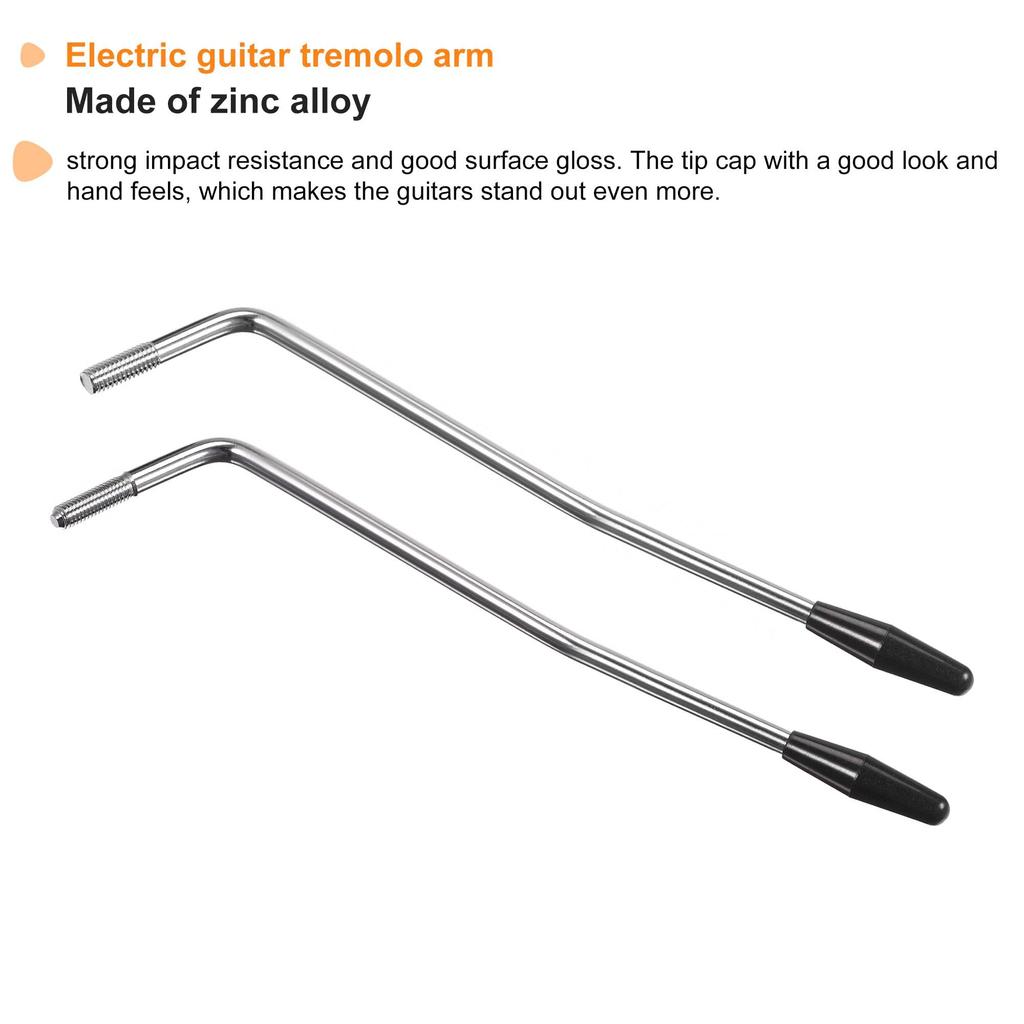 Uxcell Single Tremolo Armbar Silver Thread M5 M6 with Tip Cap for Electric Guitar 2 Pieces