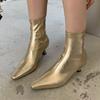 Модные женские ботильоны с острым носом на тонком низком каблуке, весенняя обувь, удобные, из мягкой кожи, короткие, женский размер 35-42