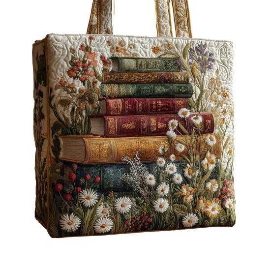 Стеганая сумка-тоут Женская винтажная сумка через плечо Цветы Животные Сумка Цветочный кошелек для поездок на работу Вечеринки Ежедневные поручения