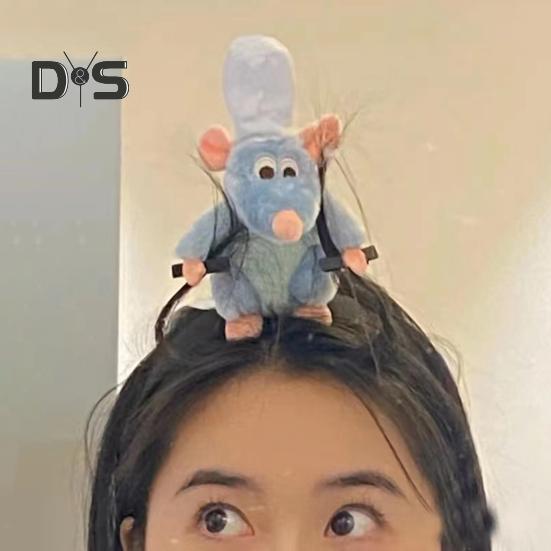 Повязка на голову Cooking Mouse King с 2 зажимами, легкая плюшевая повязка для волос с мышкой, нескользящая петля для волос с плюшевой игрушкой, аксессуары для волос для женщин и девочек, головные уборы