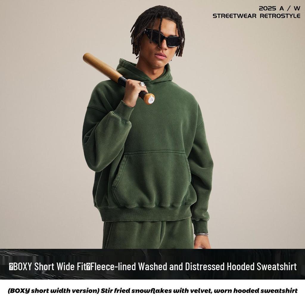 Chain Tide Мужская одежда | Осень/Зима 2025 Свободный крой Рваный Потертый Худи с Капюшоном с Плюшем