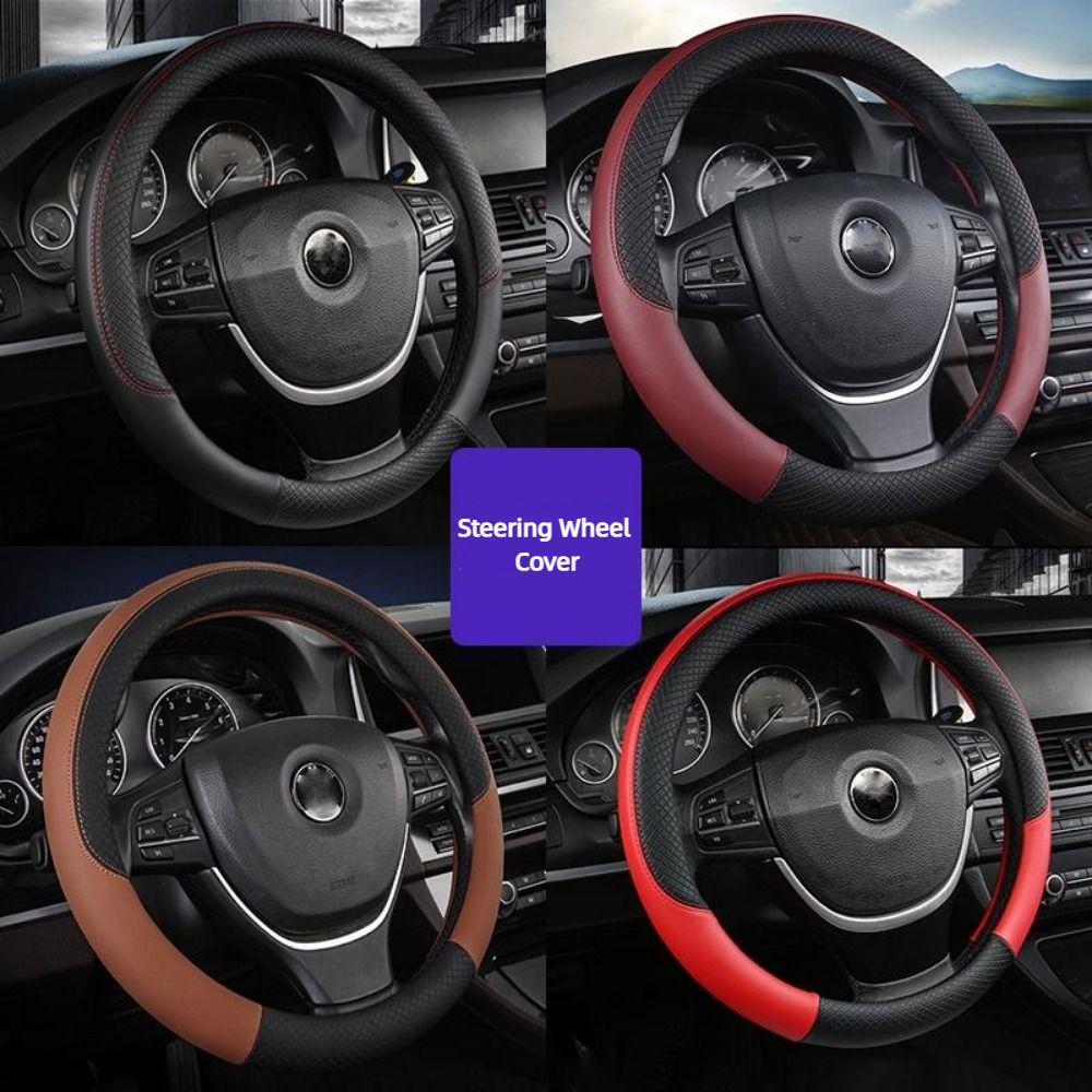 PU Leather Steering Wheel Cover 38cm Steering Cover Steer Wheel Protector Car Interior Decoration