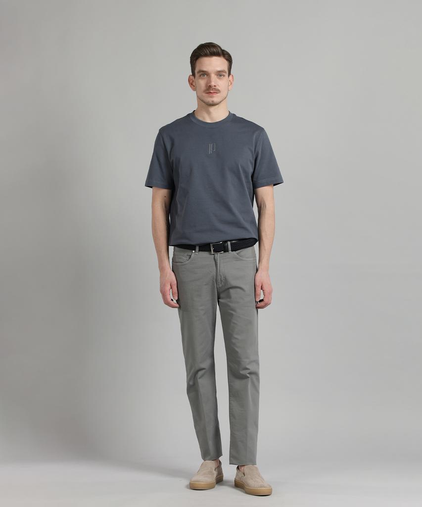 PANICALE Gray Slim Fit Dyed Cotton Pants