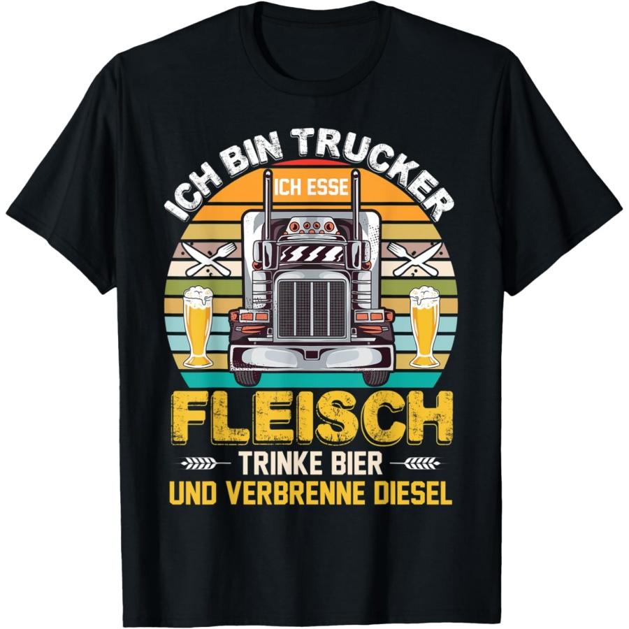 Мужская футболка Ich Bin Trucker Esse Fleisch Drinke Beer (Я Водитель Грузовика Ем Мясо Пью Пиво)(2)