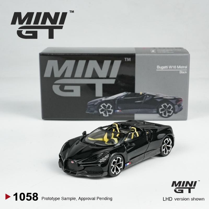 МИНИГТ 1:64 Bugatti W16 Mistral Черный литой автомобильный модель 1058