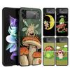 Коттеджкор Лягушка Гриб Кавайный Чехол для Телефона Для Samsung Galaxy Z Flip 7 6 5 4 3 5G Flip7 Flip6 Flip5 Flip4 Flip3 Черный Забавный