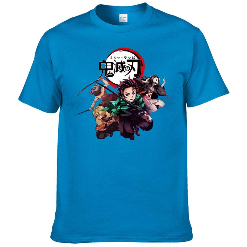 Печатная футболка Demon Slayer Kimetsu no Yaiba Мужская Харадзюку 100% Хлопок Футболка с коротким рукавом Летняя одежда Мужские Топы F171