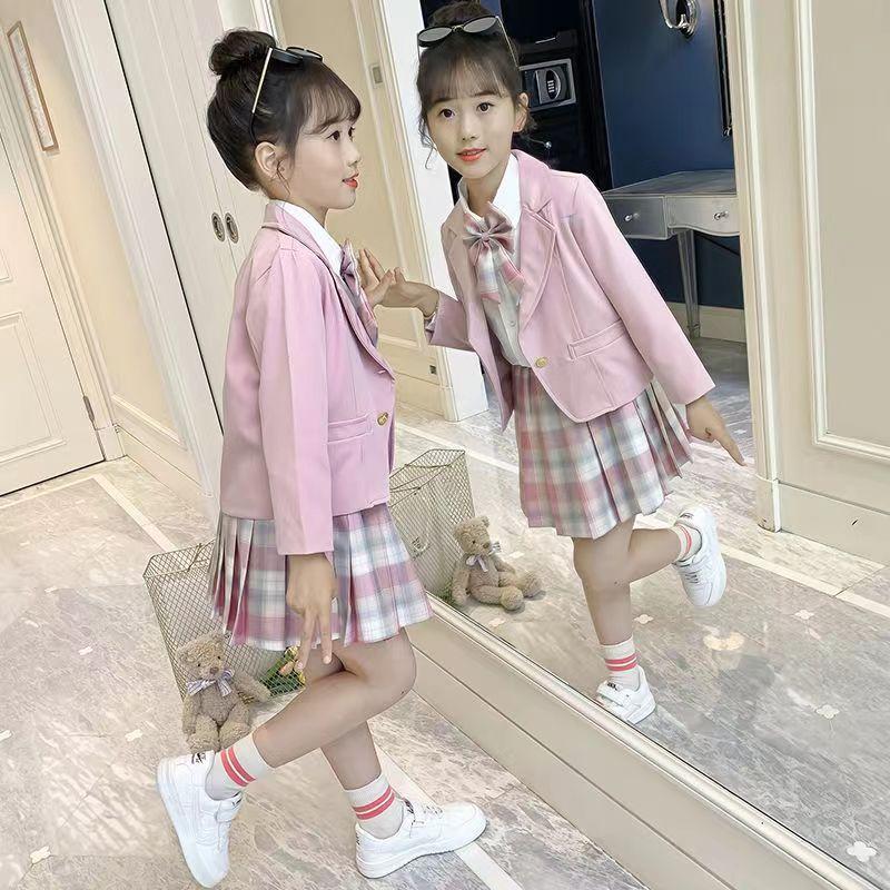 Весенне-осенний костюм для девочек, детская юбка из трех частей, весенняя школьная форма JK, юбка принцессы