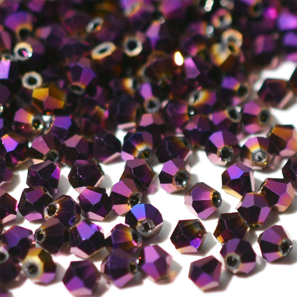 100 штук 4 мм биконических гальванизированных бусин из австрийского хрустального стекла металлических многоцветных для изготовления ювелирных изделий
