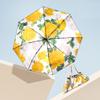 Minimalist Design Outdoor Umbrella Sunny Rainy Dual-use Handbag Wooden Handle Umbrella with Double-Layer Flower Printed UV Protection Sun Umbrella