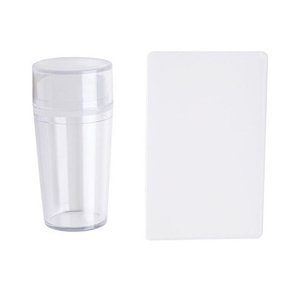 Transparent Nail Stamper with Scraper Silicone Stamp for French Nails Manicuring Kits Nail Art Stamping Tool