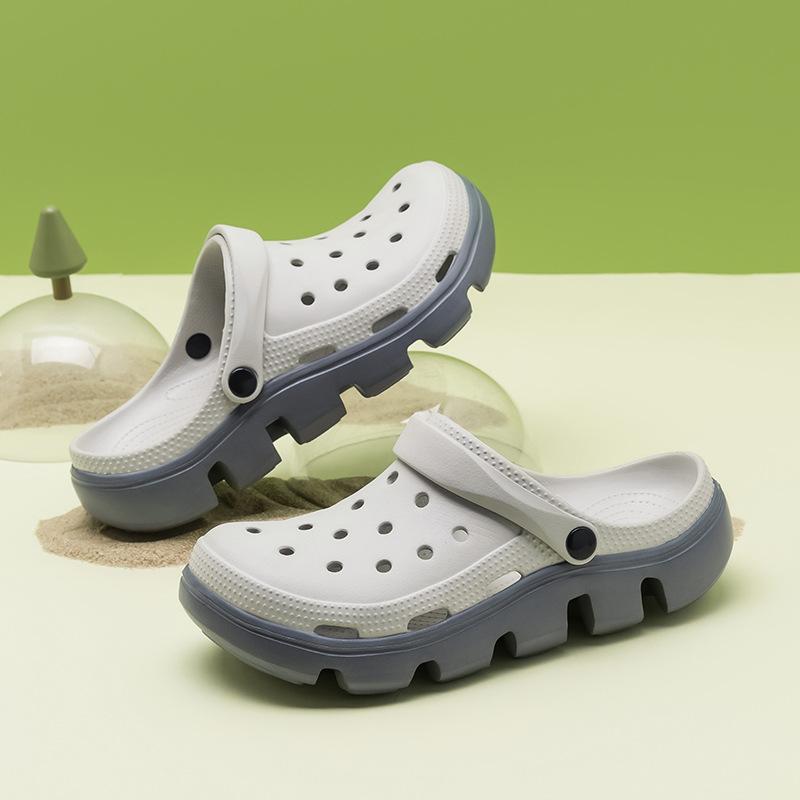 Мужские сандалии Садовая обувь Платформа Закрытый носок EVA цельное литье Два с половиной способа носки Прохладные шлепанцы