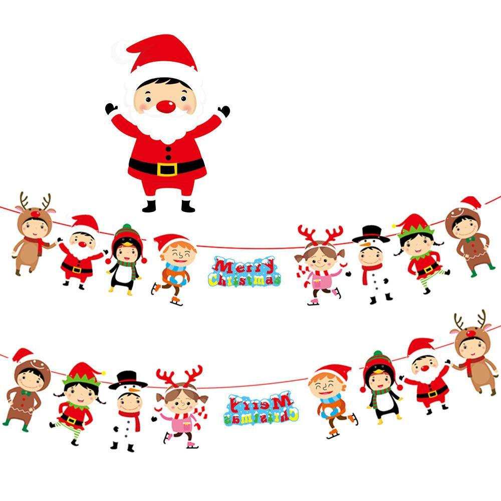 Рождественский бумажный баннер мультфильм Санта-Клаус снеговик рождественский подвесной орнамент баннер домашнее рождественское украшение флаг принадлежности новый год