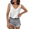 Solid Color Satin Vest, V-neck Casual Halter Vest, Sleeveless Shirt for Summer