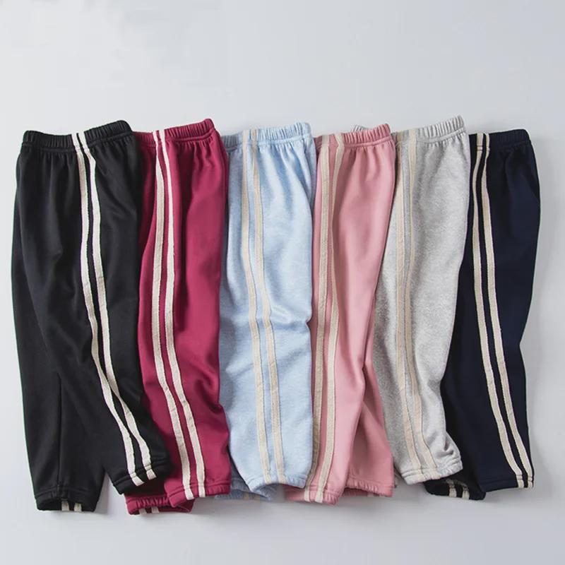 Boys' and Girls' Velvet-Lined Autumn Sports Pants - Warm Casual Wear for Spring and Fall